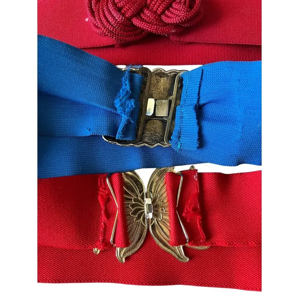 Vintage 80's stretch belts decorative buckle multi color costume retro